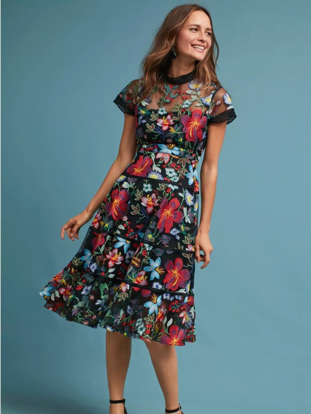 Anthropologie Vone Janine Embroidered Dress